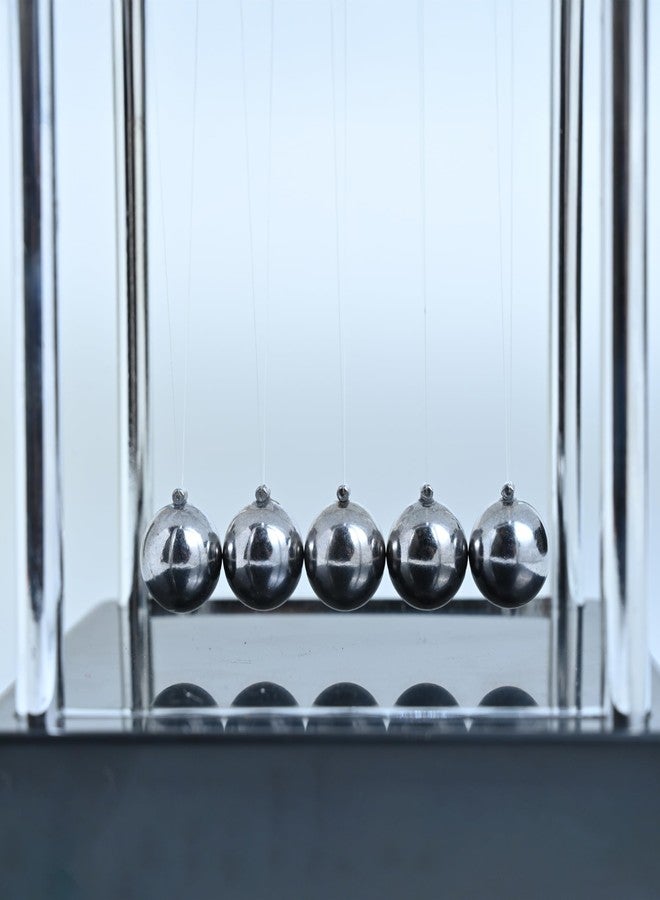 HindCraft Office Table Decor - Newton Cradle Pendulum | Swing Ball Motion Desk Toy - 5 Metal Collision Balls with Polished Base & Nylon Strings |Desk Accessories, Kids Room & Study Decor Item(3.74 Inch) - Image 5